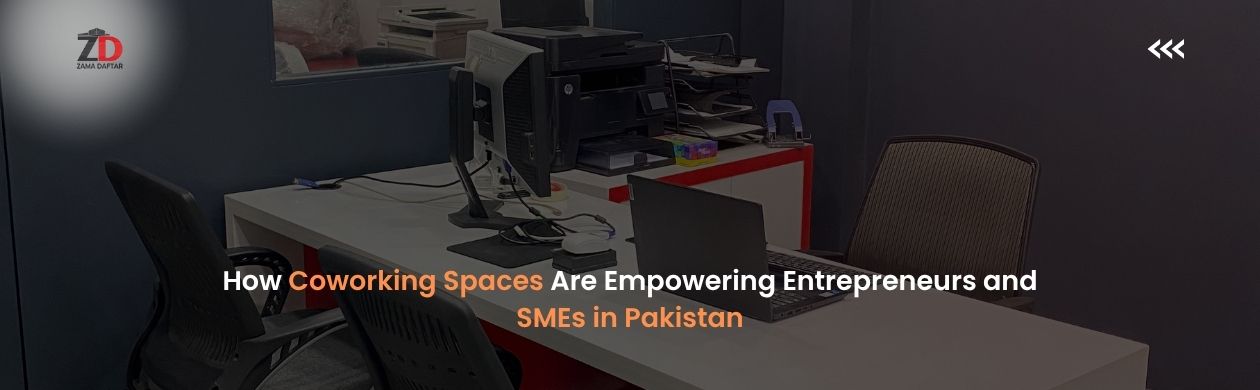 Modern coworking space in Islamabad with professionals working together.