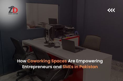 Modern coworking space in Islamabad with professionals working together.