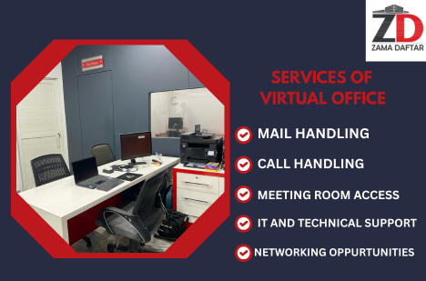 Virtual office setup at Zama Daftar with mail and call handling services.