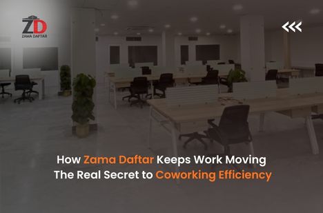 Modern coworking space at Zama Daftar with open desks, office chairs, and bright workspace environment.